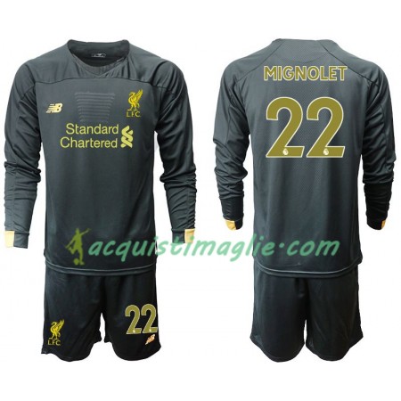 Divisa di Calcio Liverpool MIGNOLET 22 Portiere Bambino Prima 2019/2020 Manica Lunga